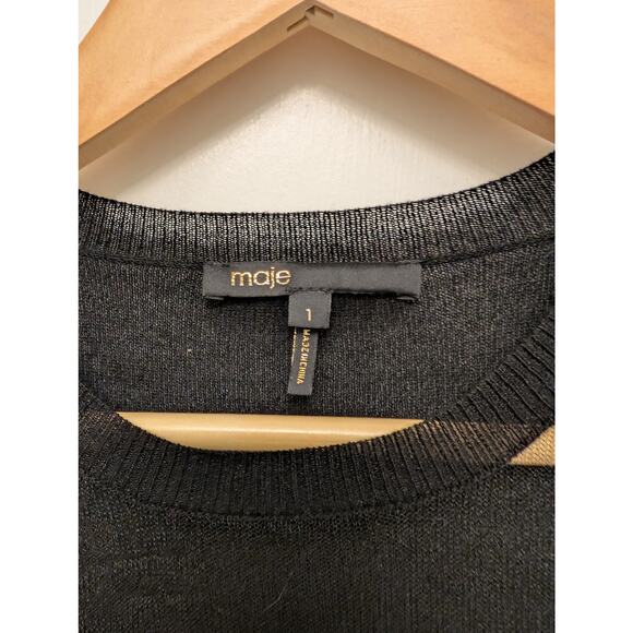 Maje Sheer Mesh Knit Jumper Sweater Black Whimsygoth Workwear Holidays - Picture 3 of 8